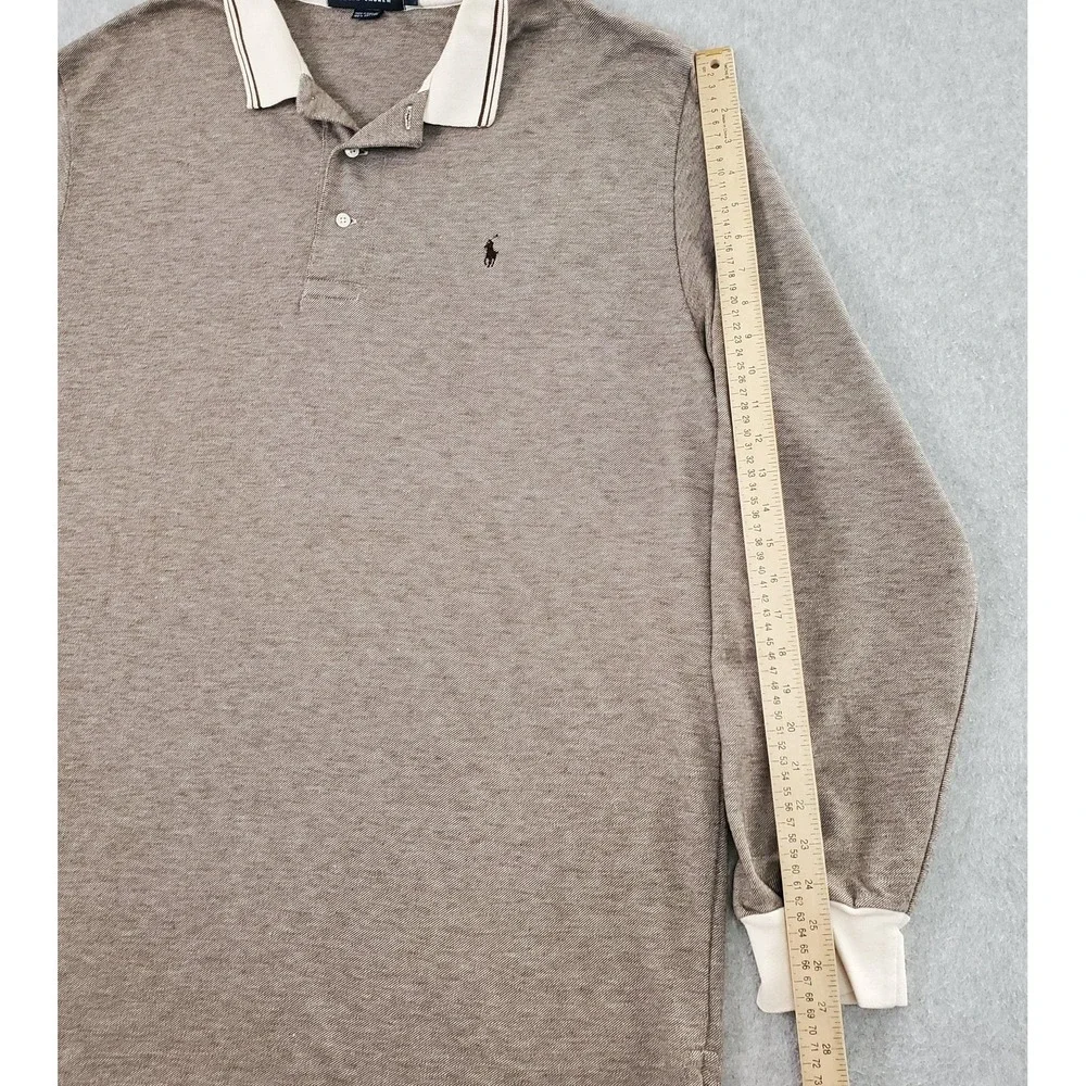 Polo Golf Ralph Lauren Polo Shirt Mens 2XL Brown Long Sleeve Cotton Knit Logo
